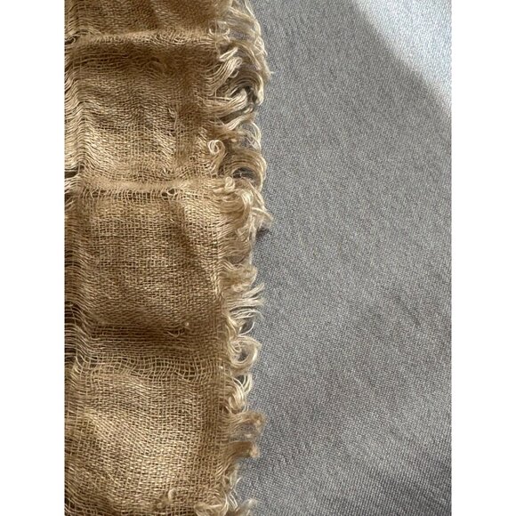 Eileen Fisher Distress Lightweight Beige Scarf With Gray Dotted Pattern - Picture 4 of 8